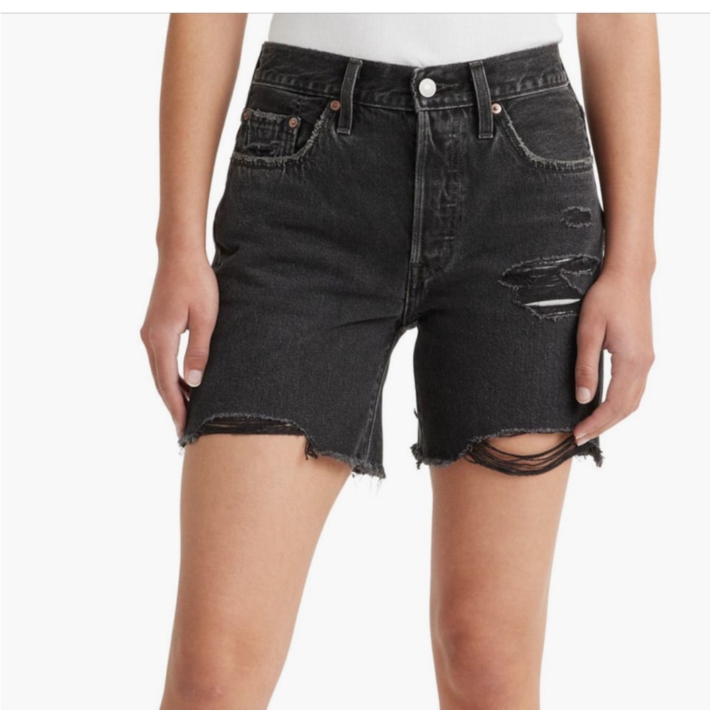Levi's Black Denim Shorts Mid Thigh